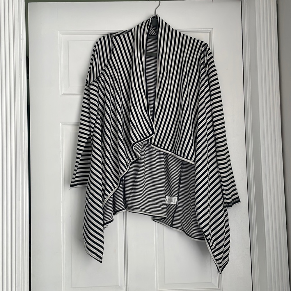 Black and white striped cardigan